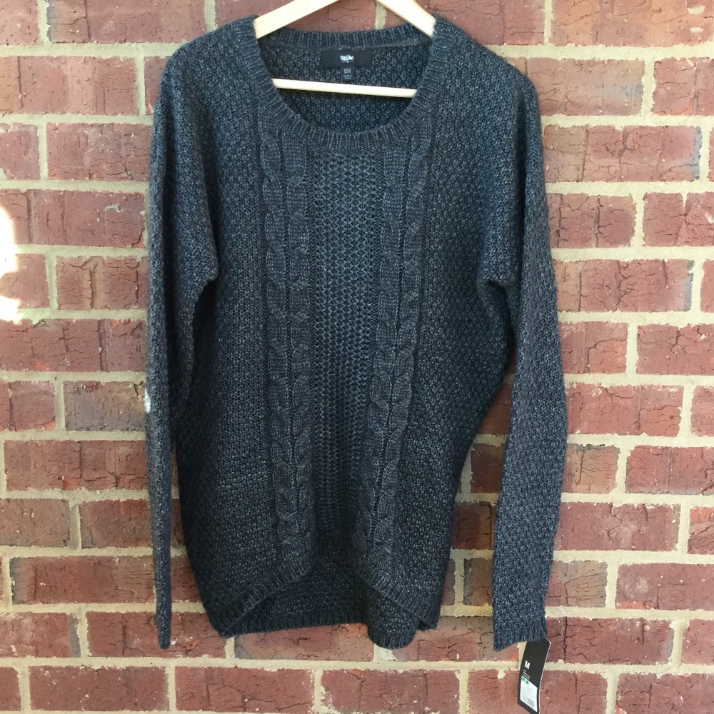 Massimo Target Gray Scoop Neck Cable Knit Long Sleeve Pullover Tunic Sweater NWT